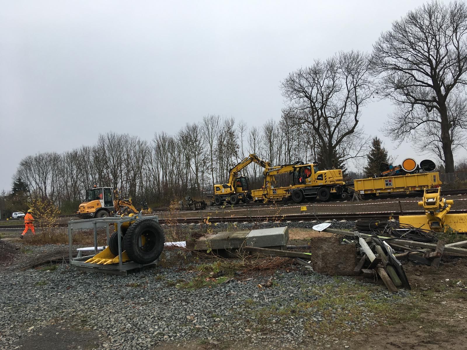 Baustelle Radlader Zweiwegebagger